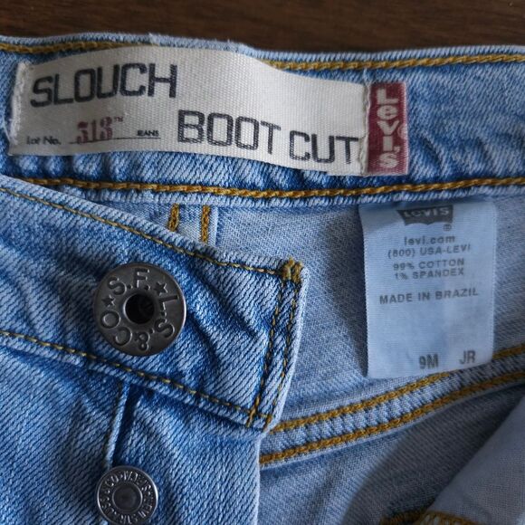 Levi's 513 Slouch Bootcut Jeans Juniors 9 Low Rise Flare Light Wash Raw Hem Y2K - Picture 8 of 11